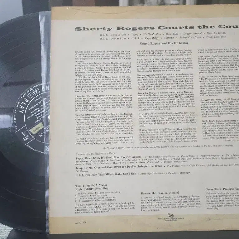 [BUNJANG] Shorty Rogers Courts the Count Jazz LP (US) / 쇼티로저스_Courts the Count_재즈LP(US)