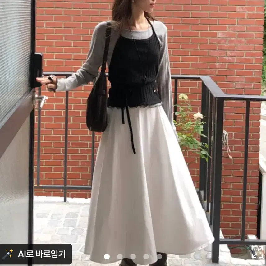 [BUNJANG] Mood Indigo Flare Pintuck Cotton Skirt Black / 새상품 무드인슬로우 플레어 핀턱 코튼스커트 블랙