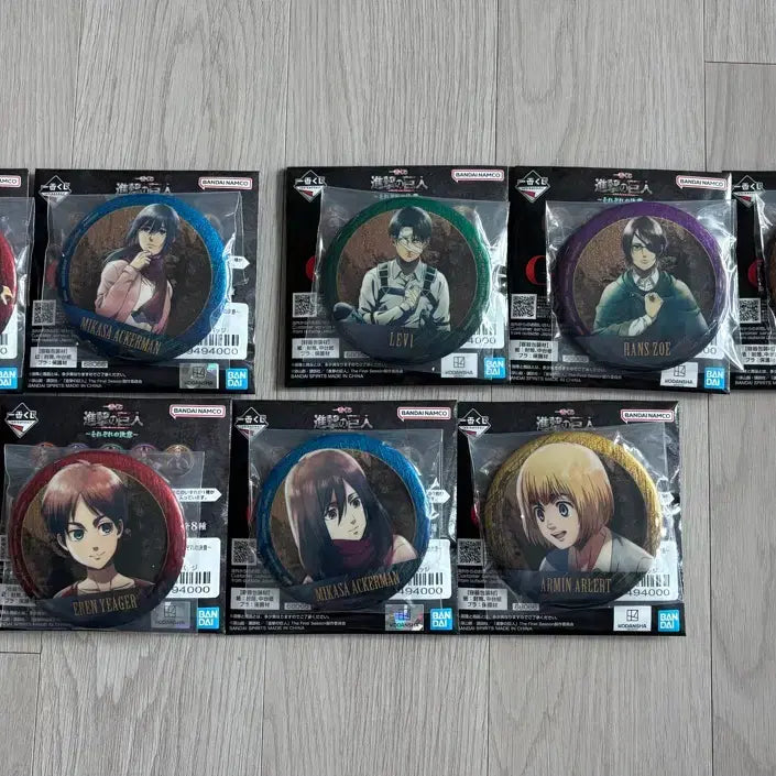 [BUNJANG] Attack on Titan Ichiban Kuji Prize G Can Badge Full Set / 일괄) 진격거 제일복권 G상 캔뱃지 풀세트