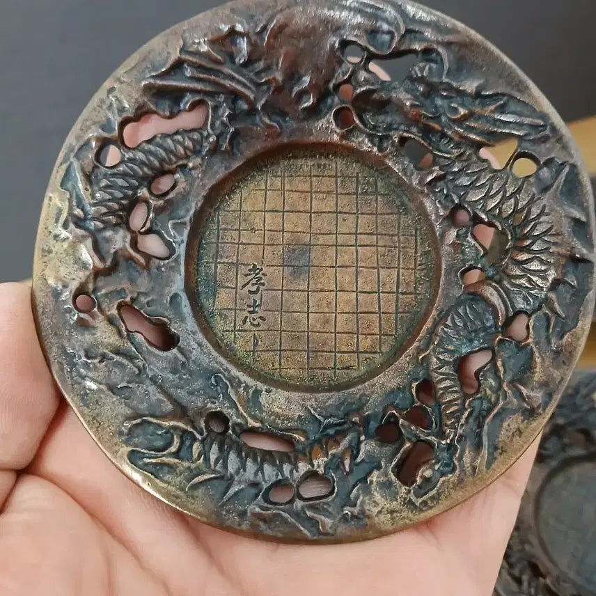 [BUNJANG] Japanese Takaoka Copperware Tea Coaster Set (Set of 5) by Takashi Omori / 일본  다도구 황동 용문 찻잔 받침 5개 일괄