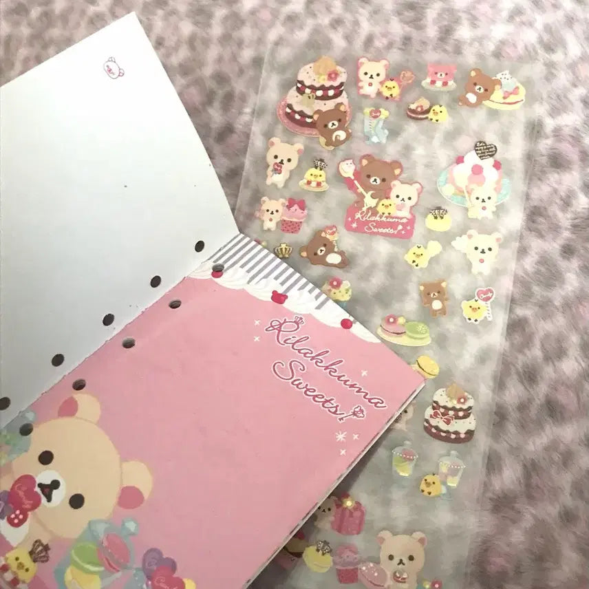 [BUNJANG] Heisei Retro Rilakkuma Classic Seal Book &amp; Macaron Sticker Diary Inserts / 헤이세이 레트로 리락쿠마 고전 씰북 씰 마카롱 스티커 다이어리 속지