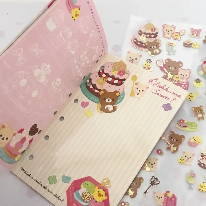 [BUNJANG] Heisei Retro Rilakkuma Classic Seal Book &amp; Macaron Sticker Diary Inserts / 헤이세이 레트로 리락쿠마 고전 씰북 씰 마카롱 스티커 다이어리 속지