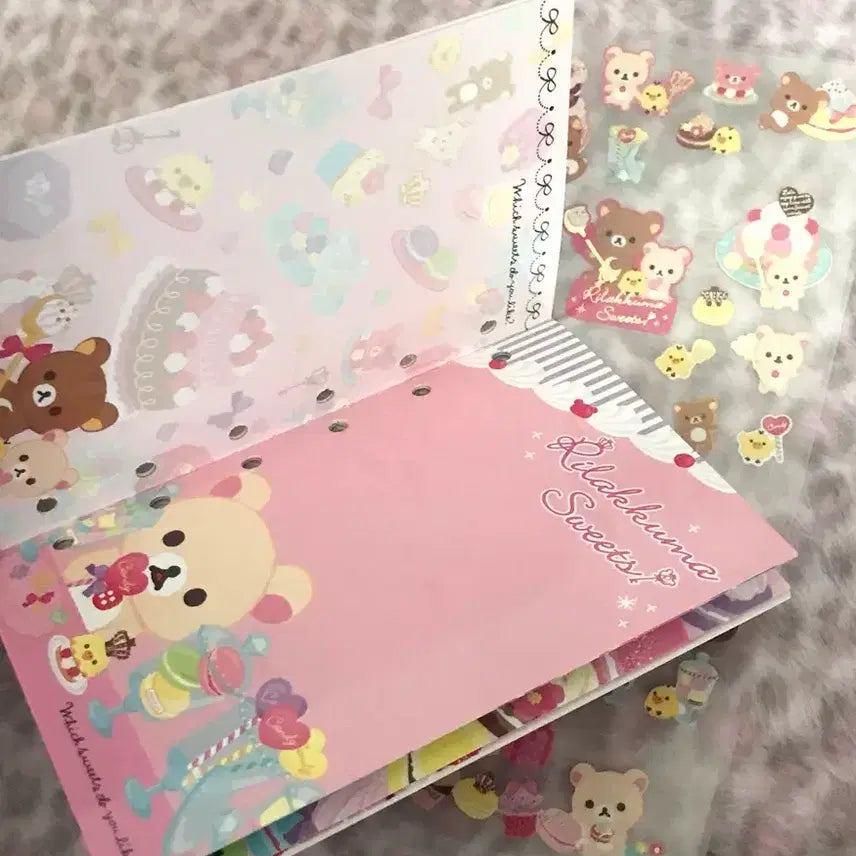 [BUNJANG] Heisei Retro Rilakkuma Classic Seal Book &amp; Macaron Sticker Diary Inserts / 헤이세이 레트로 리락쿠마 고전 씰북 씰 마카롱 스티커 다이어리 속지