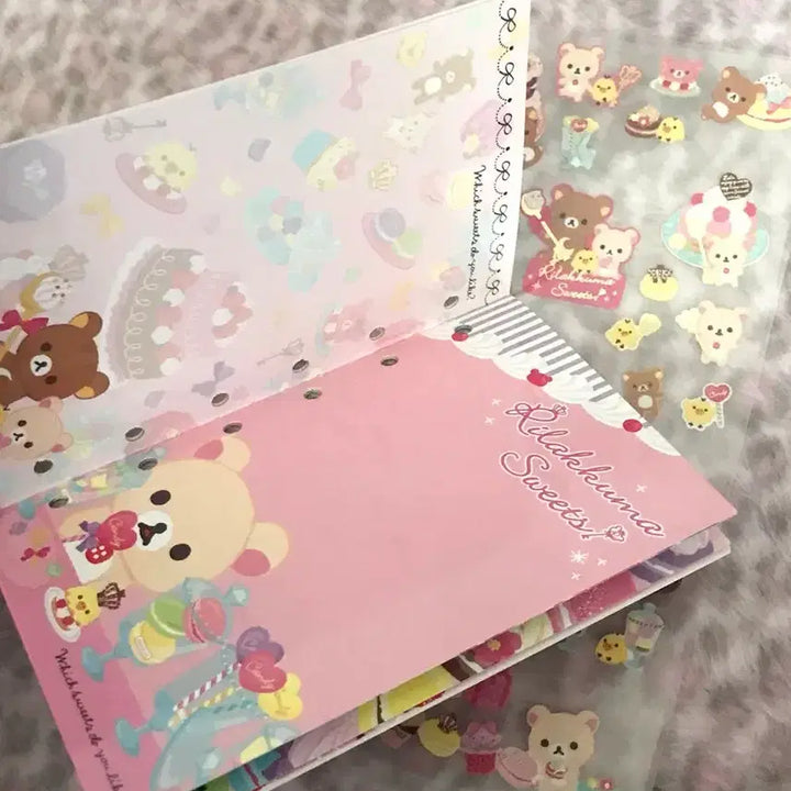 [BUNJANG] Heisei Retro Rilakkuma Classic Seal Book &amp; Macaron Sticker Diary Inserts / 헤이세이 레트로 리락쿠마 고전 씰북 씰 마카롱 스티커 다이어리 속지