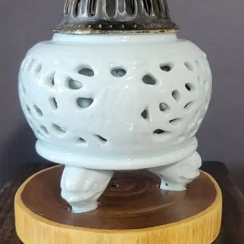 [BUNJANG] Celadon Porcelain Incense Burner with Wooden Base / 도자기 향로