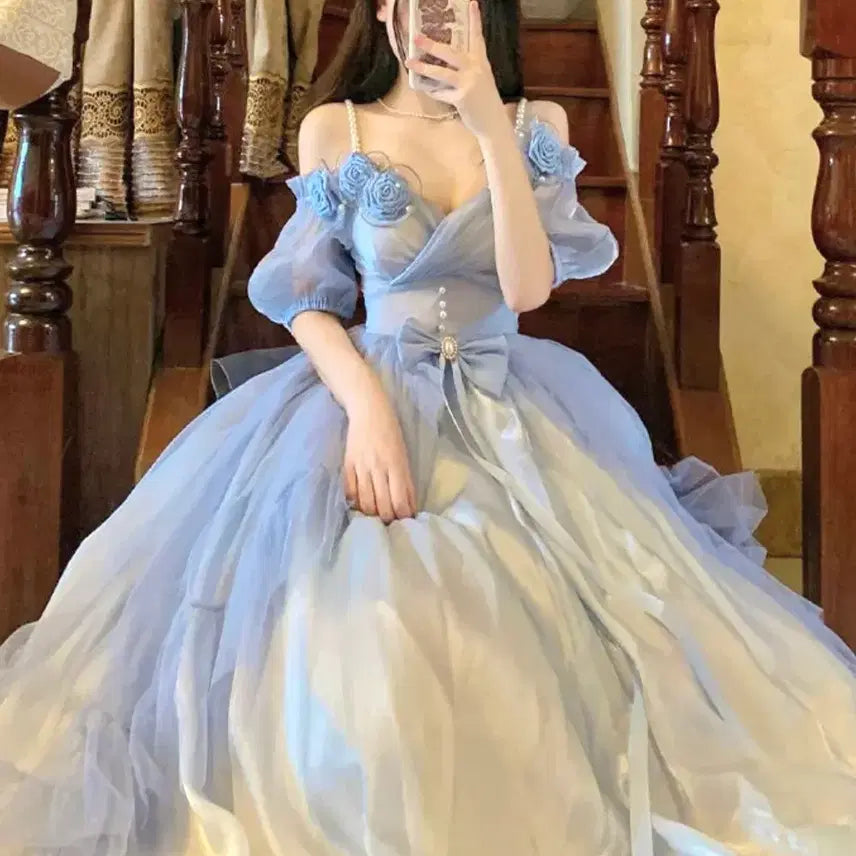 [BUNJANG] Medieval Style Blue Princess Dress Rental / 졸업사진 하늘색 파란 드레스 중세풍 졸사 디즈니 공주 컨셉 로리타
