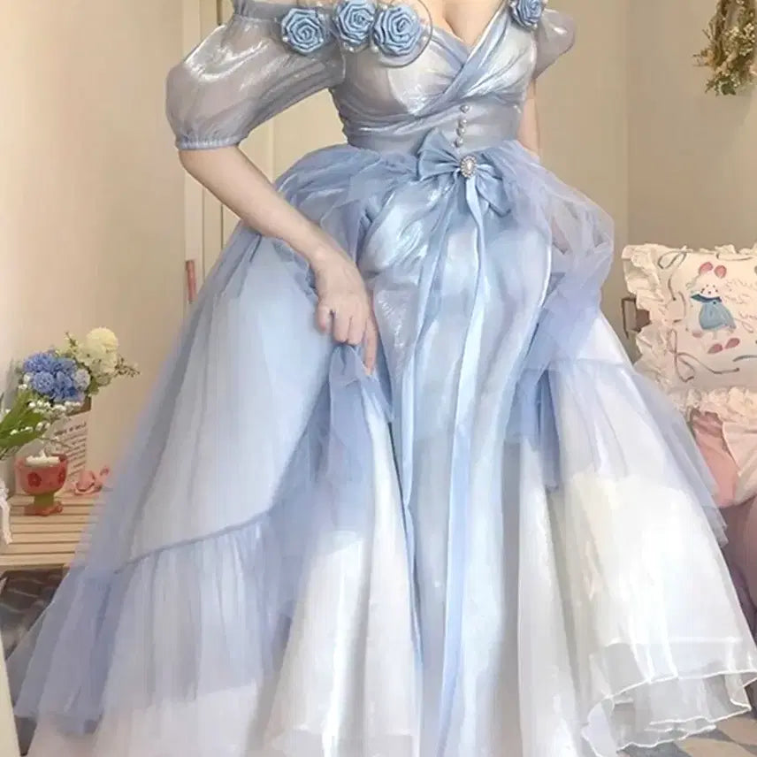 [BUNJANG] Medieval Style Blue Princess Dress Rental / 졸업사진 하늘색 파란 드레스 중세풍 졸사 디즈니 공주 컨셉 로리타