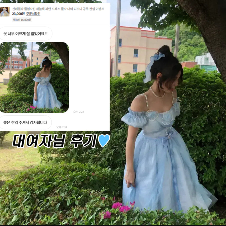[BUNJANG] Medieval Style Blue Princess Dress Rental / 졸업사진 하늘색 파란 드레스 중세풍 졸사 디즈니 공주 컨셉 로리타