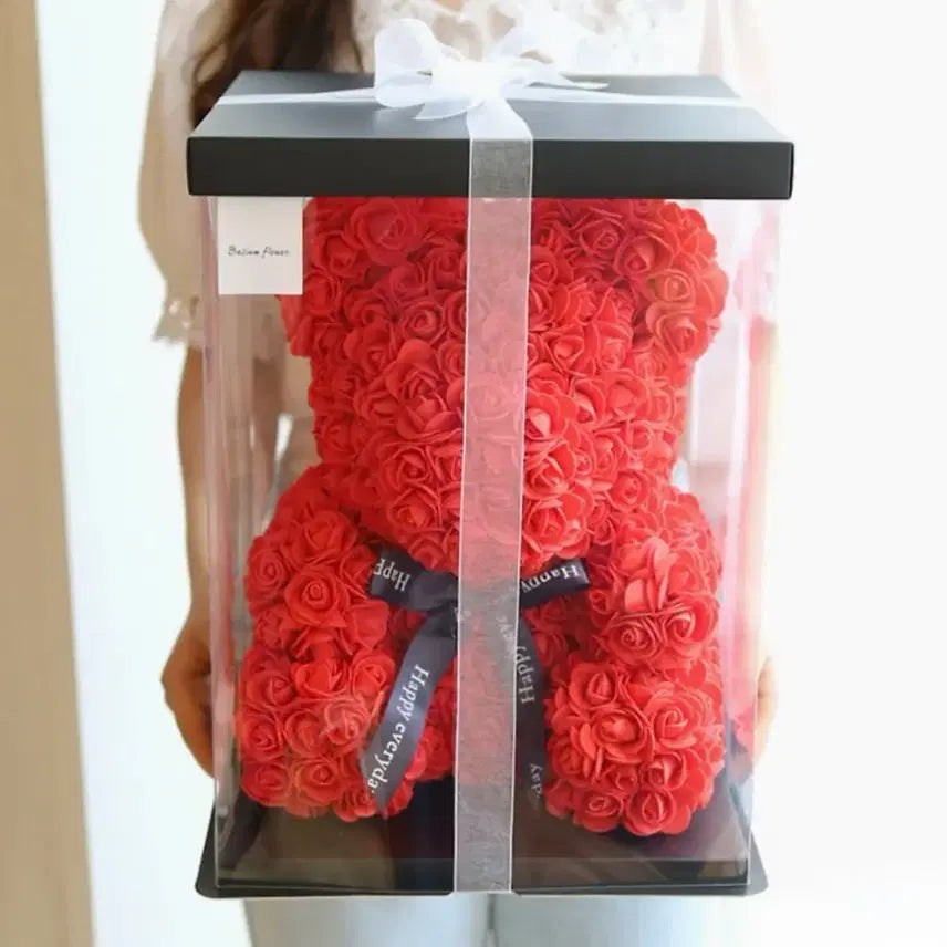 [BUNJANG] Rose Teddy Bear Plush Doll / 장미 곰돌이 인형