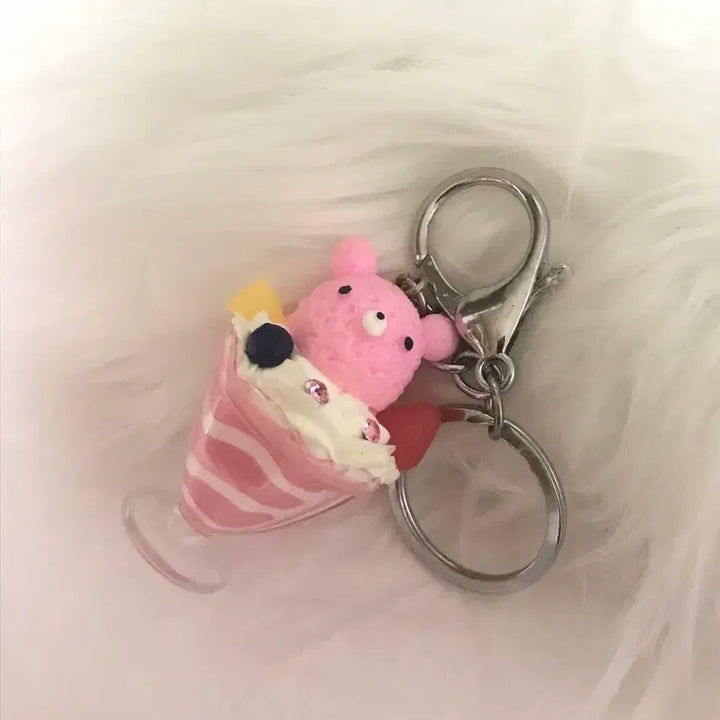 [BUNJANG] Classic Pink Bear Parfait Keychain / 고전 핑크 곰 파르페 키링