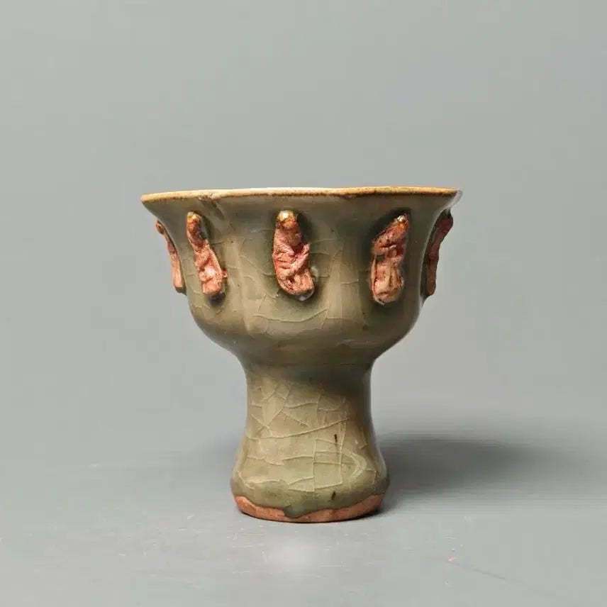 [BUNJANG] Qing Dynasty Yonghe Kiln Hexagonal Footed Cup with Figure Painting / [진품] 청대 중~후기 용천요 인물첩화 육각 고족잔 중국도자기 골동품