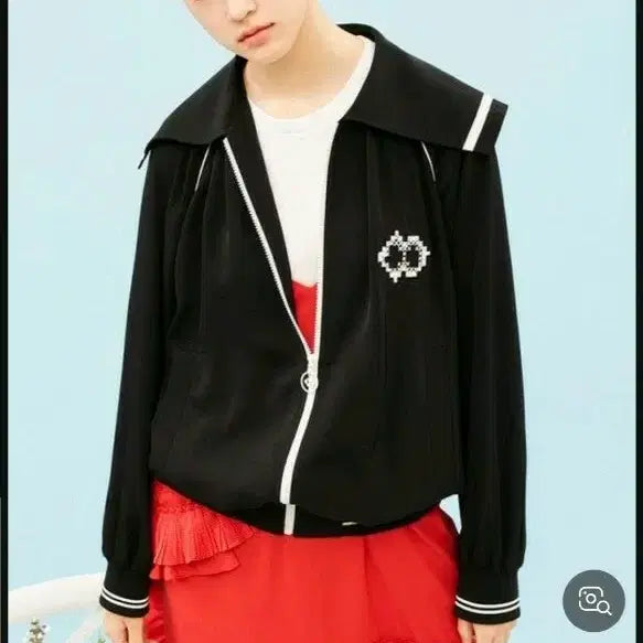 [BUNJANG] Lucky Chouette Sailor Collar Jumper Black Size 38 / 럭키슈에뜨 세일러 카라 블랙 점퍼  38