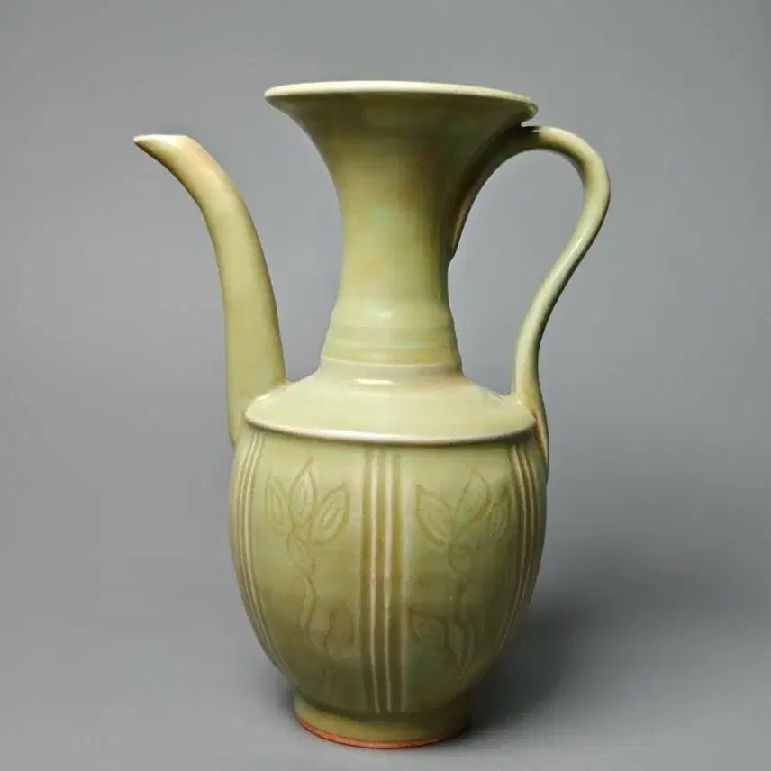 [BUNJANG] Authentic Song Dynasty Celadon Ewer with Incised Floral Motif / [진품] 송대 출토품 청자 음각 초문 주자 주전자 중국도자기 골동품
