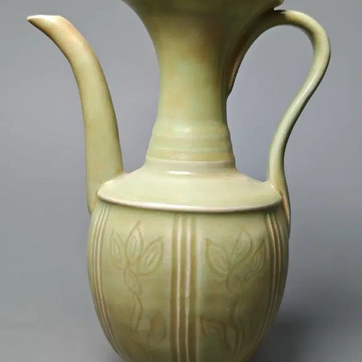 [BUNJANG] Authentic Song Dynasty Celadon Ewer with Incised Floral Motif / [진품] 송대 출토품 청자 음각 초문 주자 주전자 중국도자기 골동품