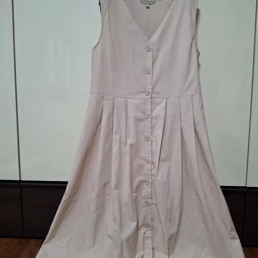 [BUNJANG] Plastic Island Beige Pintuck Dress M / 플라스틱 아일랜드 베이지 핀턱 원피스 M   거의새것
