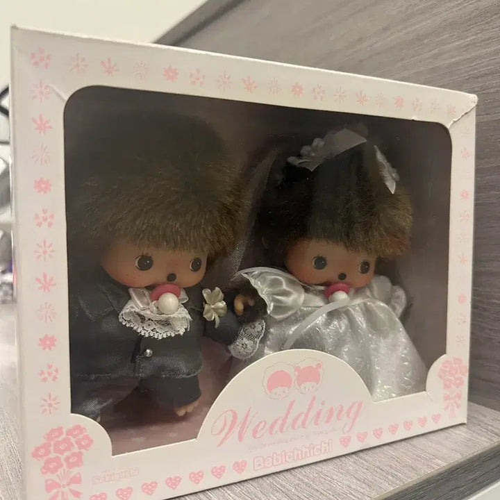 [BUNJANG] Sekiguchi Monchhichi Wedding Baby Monchhichi Doll Set / 세키구치 몬치치 웨딩 베비치치 인형 세트