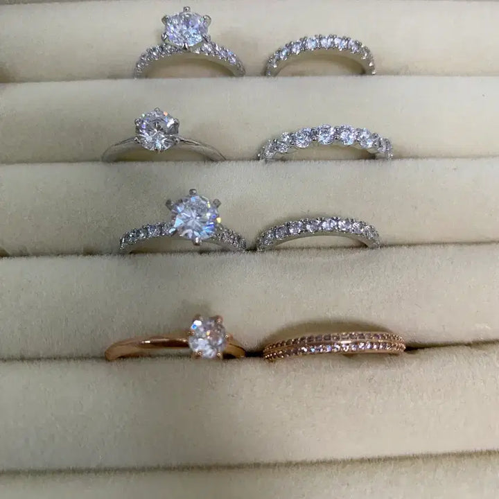 [BUNJANG] Diamond Ring Set with Free Pearl Earrings and Tennis Bracelet Offer / 다이아몬드 반지 모음 (실버/핑크골드)+테니팔찌증정