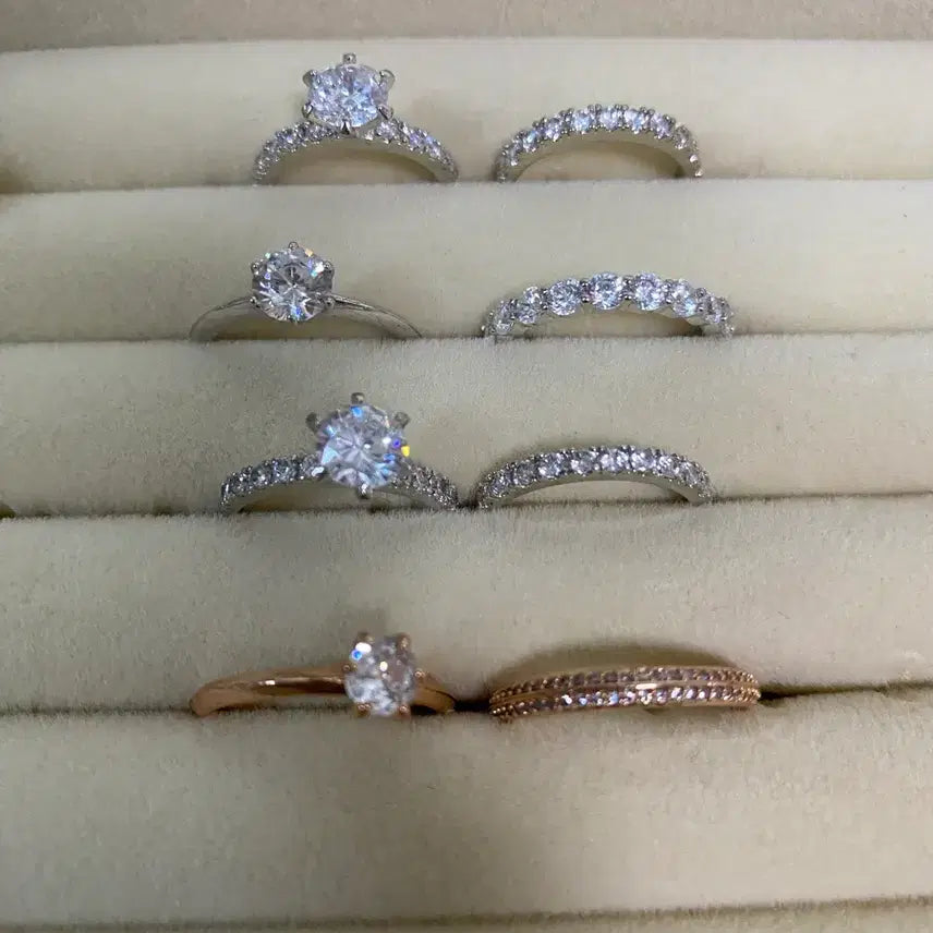 [BUNJANG] Diamond Ring Set with Free Pearl Earrings and Tennis Bracelet Offer / 다이아몬드 반지 모음 (실버/핑크골드)+테니팔찌증정