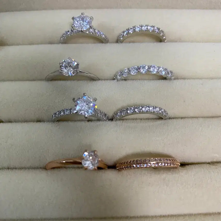 [BUNJANG] Diamond Ring Set with Free Pearl Earrings and Tennis Bracelet Offer / 다이아몬드 반지 모음 (실버/핑크골드)+테니팔찌증정