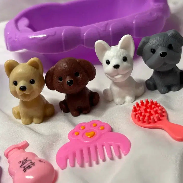 [BUNJANG] Dog Figure Bath House Toy Bundle Set / 강아지 피규어 목욕 집 장난감 일괄