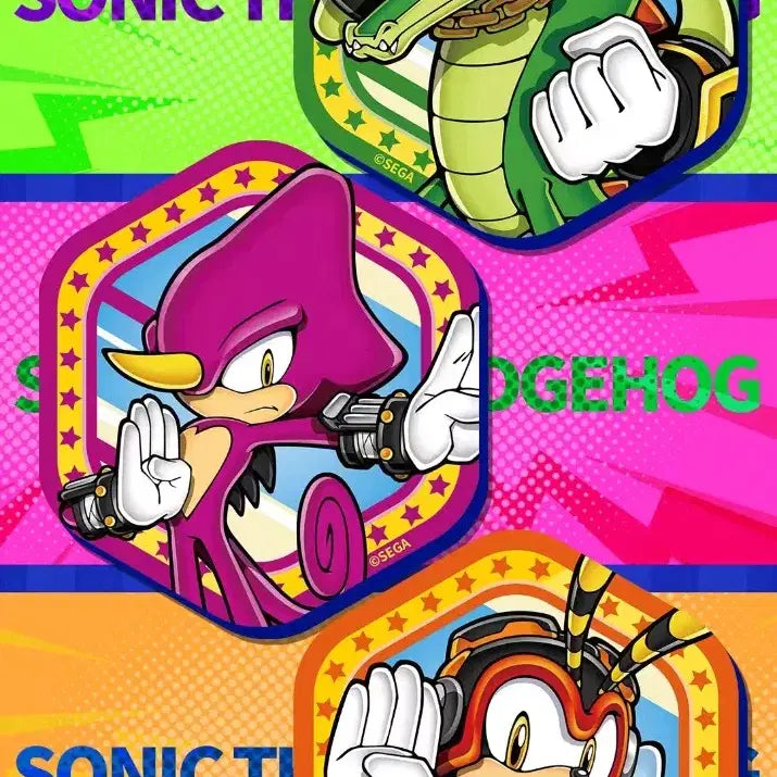[BUNJANG] Sonic Team Chaotix Espio Vector Charmy Hologram Can Badge Set SEGA Official Goods / 소닉 팀 카오틱스 벡터 에스피오 챠미 캔뱃지 공식 굿즈 세가