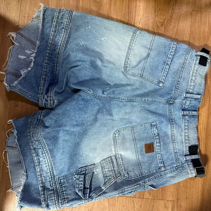 [BUNJANG] FROMWHERE Layer Work Shorts Blue / [2 size] 파프롬왓 레이어 워크 쇼츠 블루