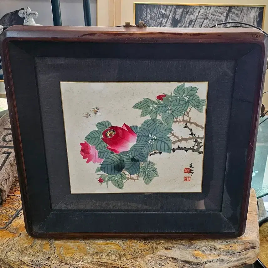 [BUNJANG] Vintage Rose Framed Artwork / 오래된.  장미. 액자.   작가수결.   52. 42.