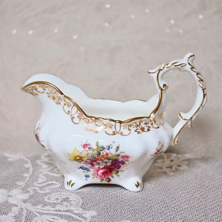 [BUNJANG] Hammersley Floral Bouquet Creamer / 영국 앤틱 빈티지 해머슬리 크리머 플로럴 부케 골드 수집 그릇 인테리어