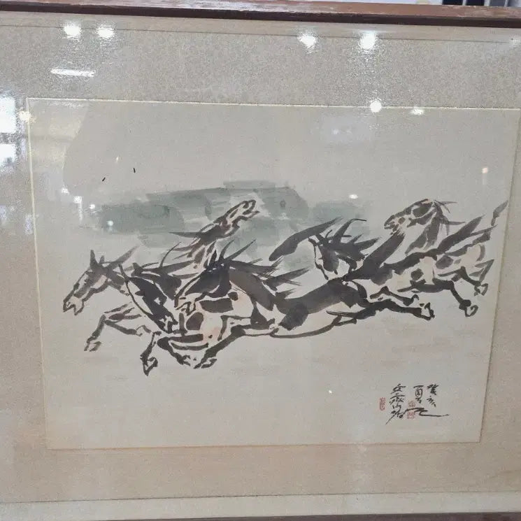 [BUNJANG] Antique Ink Wash Painting / 오래된.  말.  수묵화.    49. 50
