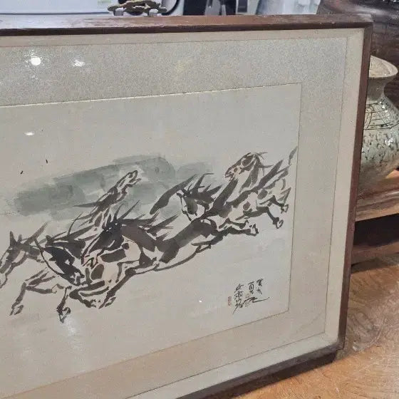 [BUNJANG] Antique Ink Wash Painting / 오래된.  말.  수묵화.    49. 50
