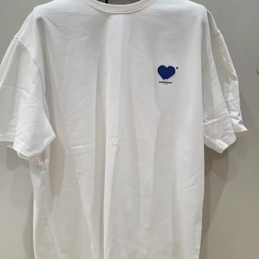 [BUNJANG] Ader Error Blue Heart White T-Shirt / [A2] 아더에러 블루 하트 화이트 반팔 티셔츠