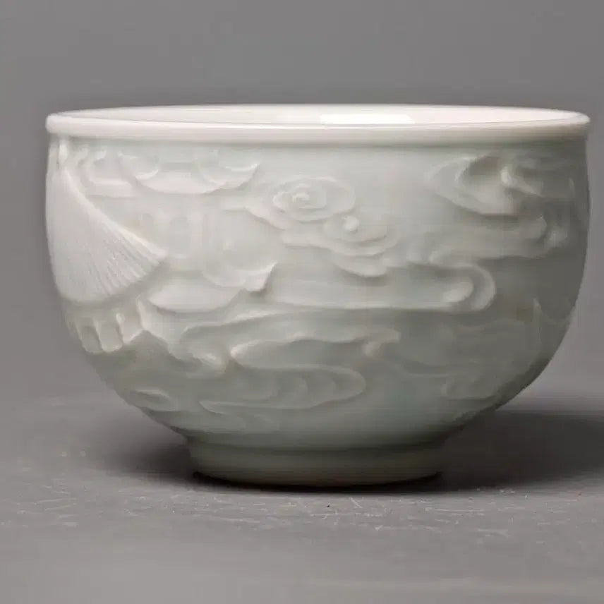 [BUNJANG] Daming Xuande Period White Porcelain Landscape Cup / 대명선덕년제명 방고 순백자 양각 풍경문 잔 중국도자기 골동품 수집품
