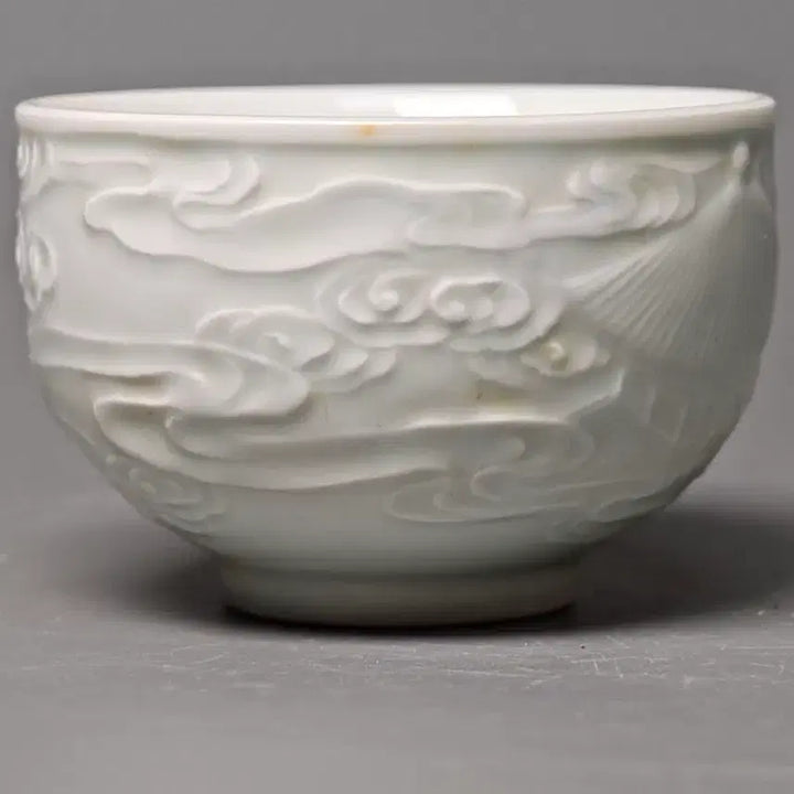 [BUNJANG] Daming Xuande Period White Porcelain Landscape Cup / 대명선덕년제명 방고 순백자 양각 풍경문 잔 중국도자기 골동품 수집품