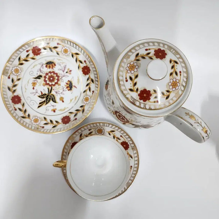 [BUNJANG] Haenamsa Golden Apricot Teapot and Trio Set / 행남사 골든 애프리콧 티팟과 트리오1조/올드 엔틱