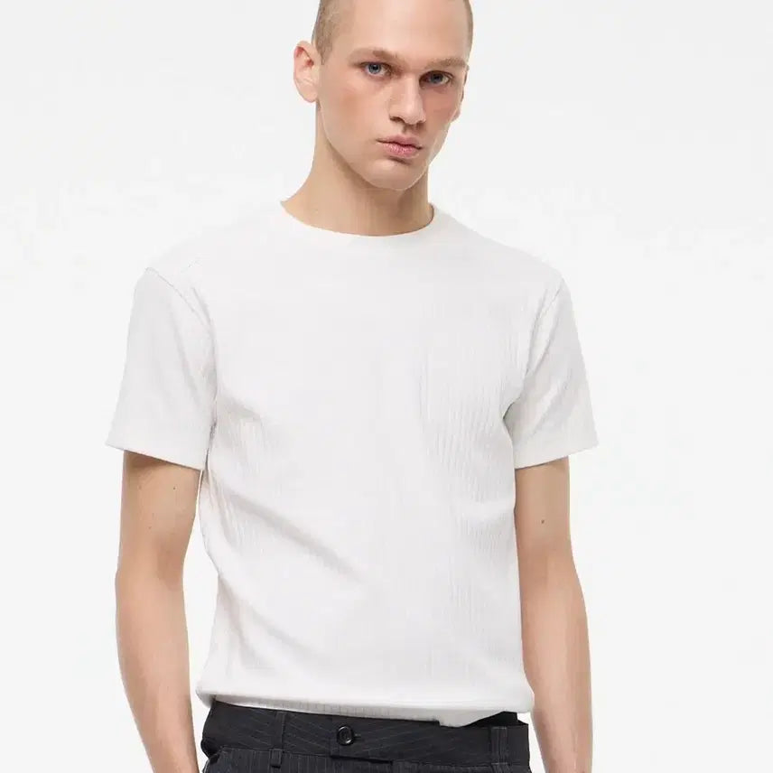 [BUNJANG] LEHVE Ribbed Round Half T-shirt XL / (새상품)르아브 골지 라운드 하프 티셔츠 XL [정가 52,000원]