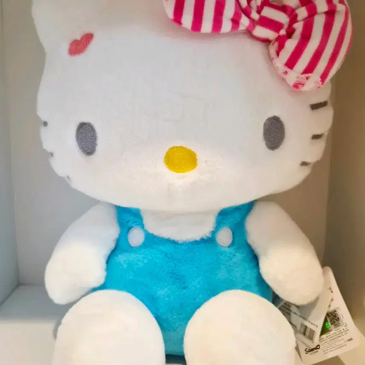 [BUNJANG] Hello Kitty Blue Overalls Ribbon Doll / 헬로키티 인형 블루 멜빵 리본 키티 새상품