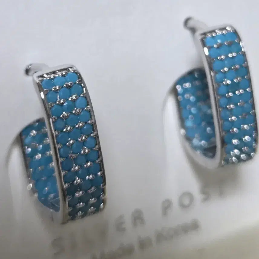 [BUNJANG] Silverpost Turquoise Ring Earrings (New) / 실버포스트 터키석 링 귀걸이(새상품