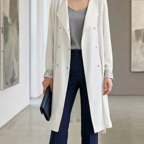 [BUNJANG] J.CRANE Ivory Long Shirt Dress / J.CRANE 아이보리 롱 셔츠형 원피스