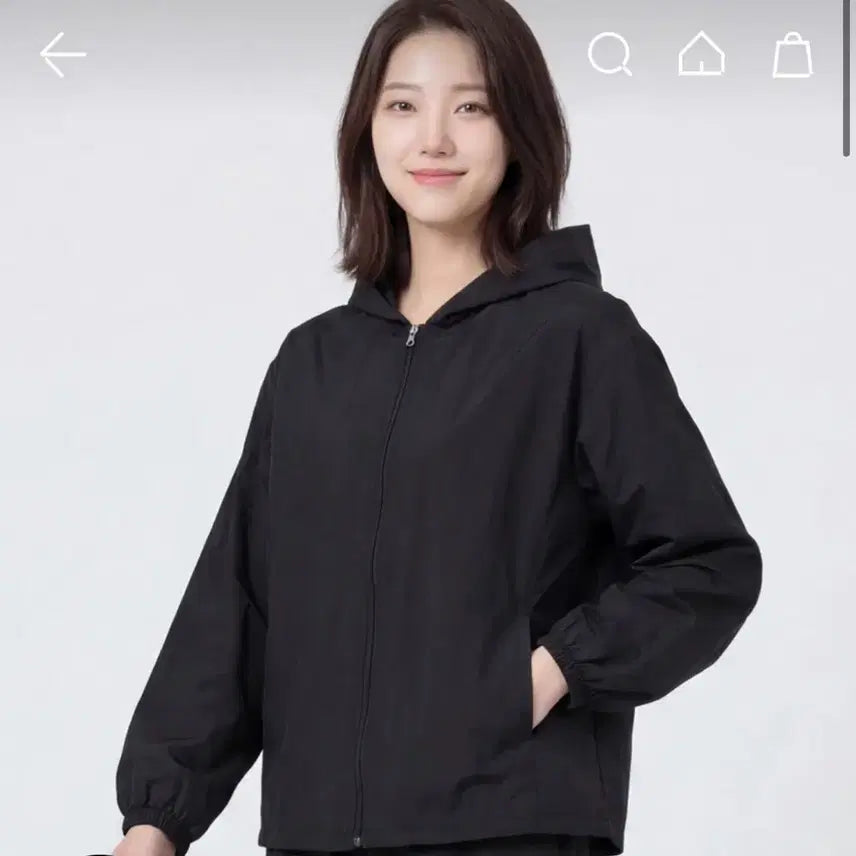 [BUNJANG] Unisex Black Hooded Windbreaker Jacket - Size S / 블랙 후드 바람막이 공용 S사이즈