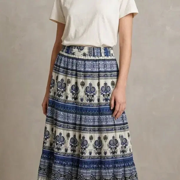 [BUNJANG] Ethnic Pattern Long Skirt / 에스닉 패턴 롱 스커트
