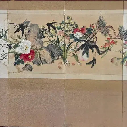 [BUNJANG] Sudang Kim Jong-kook 6-Panel Folding Screen Painting / 수당 김종국/진품/그림/병풍/사계군방도/6폭/동양화