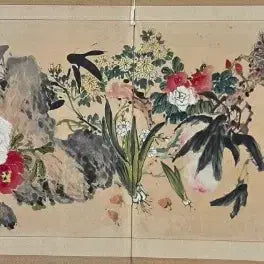 [BUNJANG] Sudang Kim Jong-kook 6-Panel Folding Screen Painting / 수당 김종국/진품/그림/병풍/사계군방도/6폭/동양화