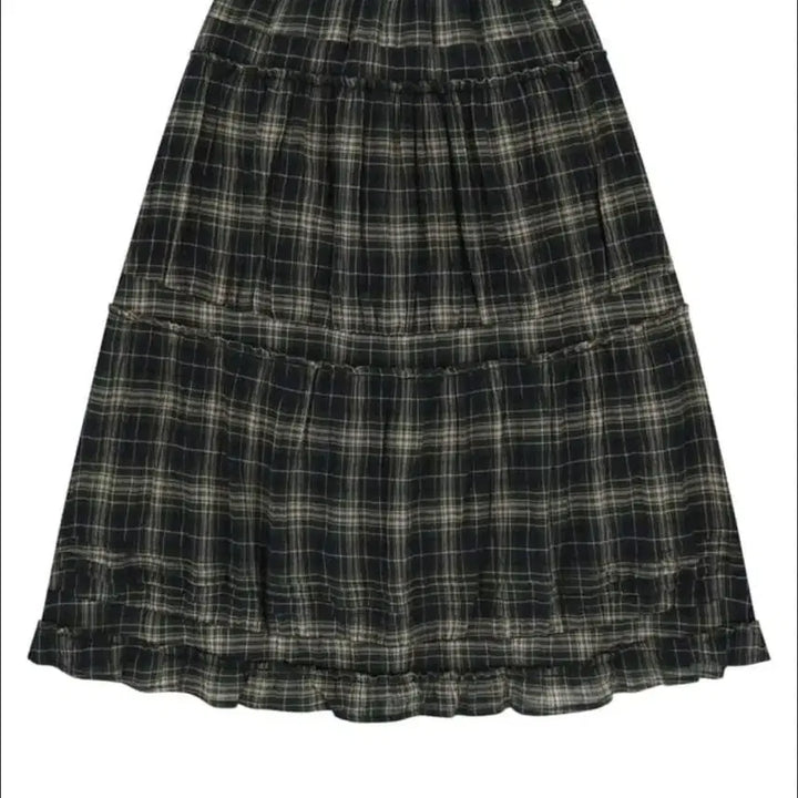 [BUNJANG] Koiseo Shirring Midi Skirt Check / 코이세이오 셔링 미디 스커트 체크