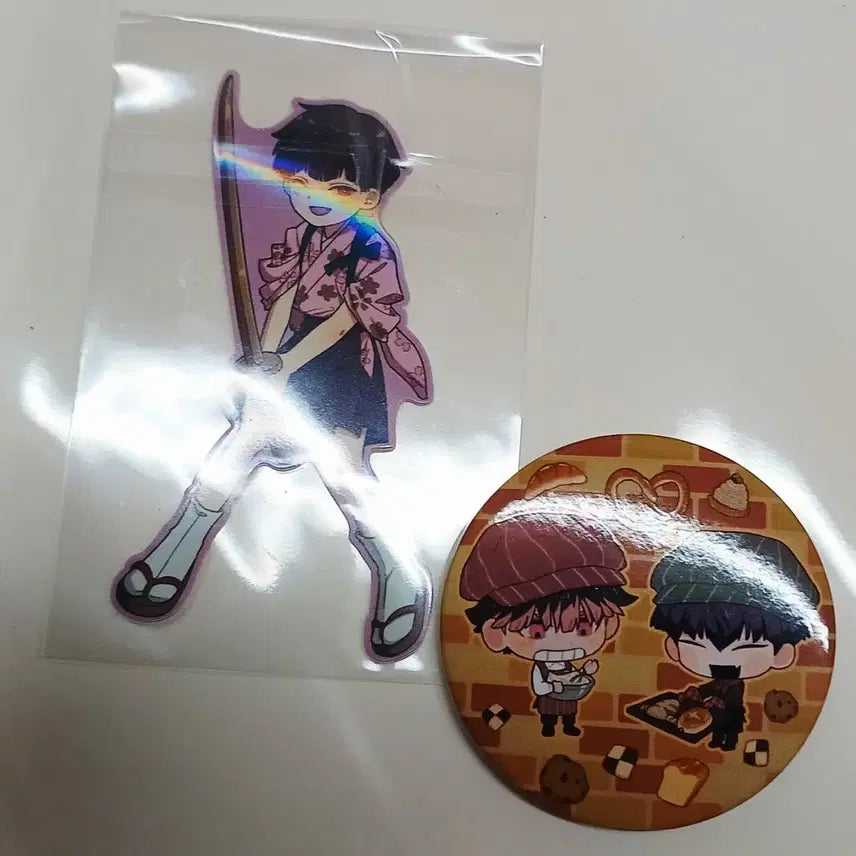 [BUNJANG] Kaiju No. 8 "DDing" Hoshina Sticker &amp; Naruhoshi Ichitoto Can Badge Bundle Set / 괴수8호 뜬뜬님 호시나 스티커 나루호시 이치토토 캔뱃지 일괄