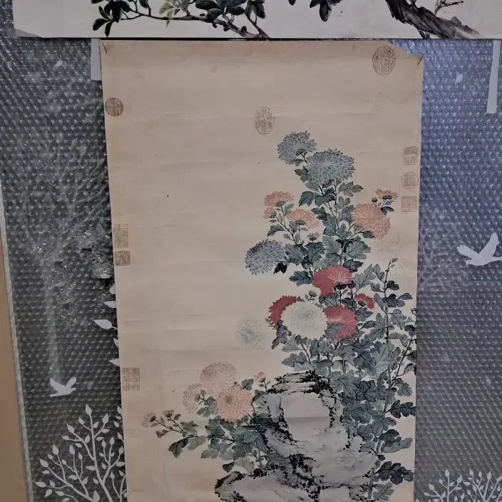 [BUNJANG] Korean Traditional Painting Reproduction Set - "Chrysanthemum Painting" (Qing Dynasty Court Style) / 동양화 영인본 두점