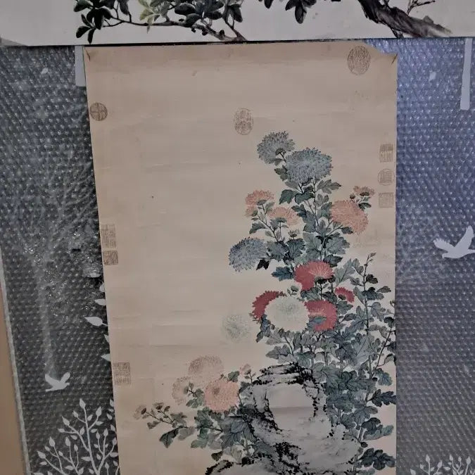 [BUNJANG] Korean Traditional Painting Reproduction Set - "Chrysanthemum Painting" (Qing Dynasty Court Style) / 동양화 영인본 두점
