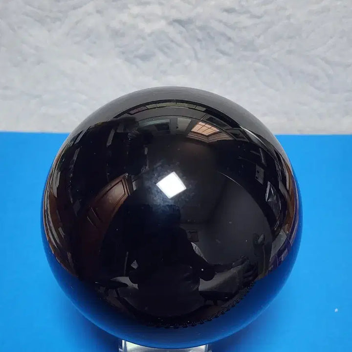 [BUNJANG] Natural Obsidian Large Sphere (10cm) with Stand / 천연 크리스탈 흑요석 대형구체(10cm)+받침대