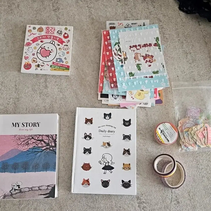 [BUNJANG] Diary Sticker &amp; Masking Tape Bundle / (미사용) 다이어리 스티커 마스킹테이프 문구류 묶음(일괄)