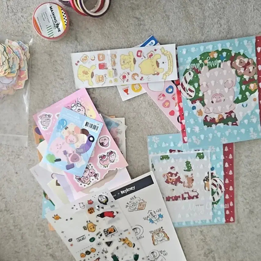 [BUNJANG] Diary Sticker &amp; Masking Tape Bundle / (미사용) 다이어리 스티커 마스킹테이프 문구류 묶음(일괄)