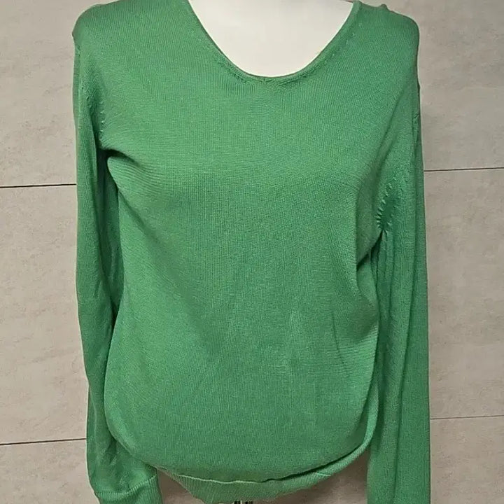 [BUNJANG] 100% Cotton V-Neck Knit Green / V넥 면 100 프로 니트  그린